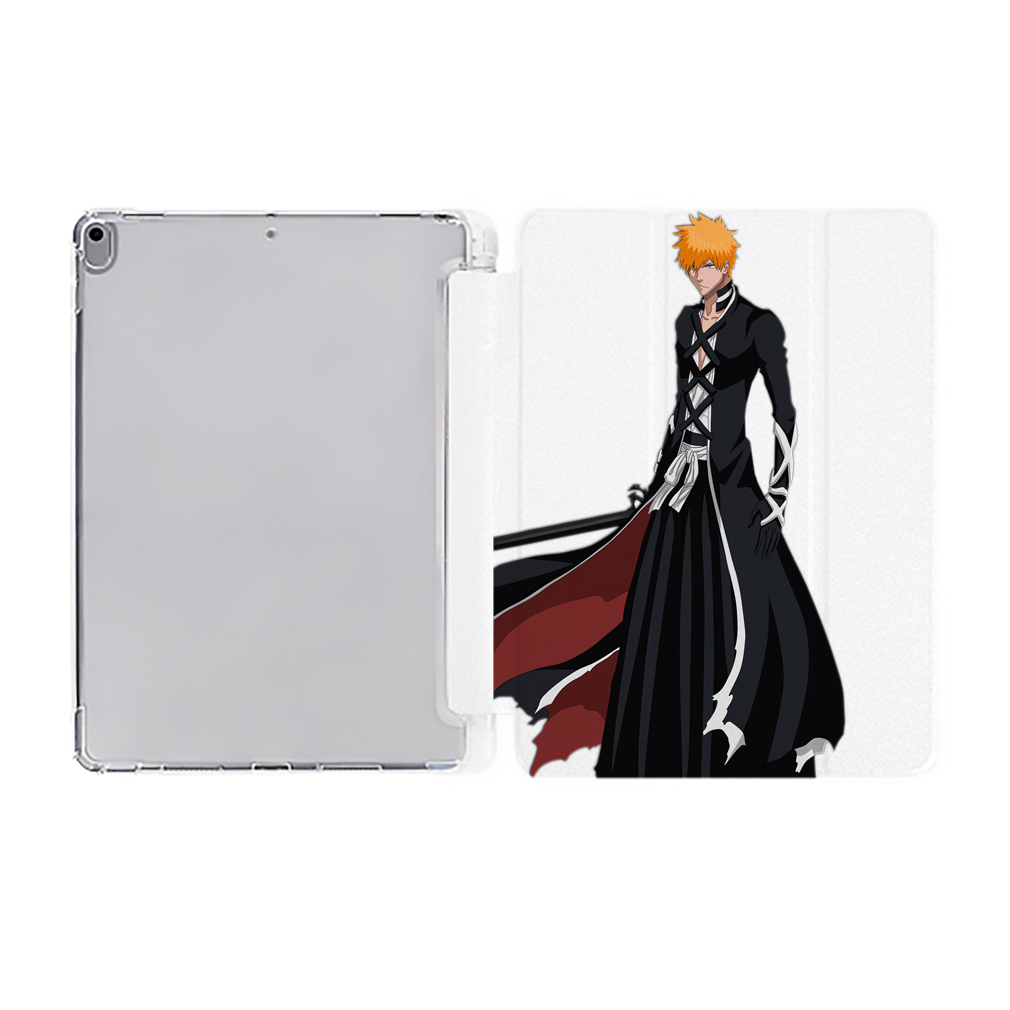 （画像用） ブリーチ 黒崎一護（くろさき いちご）BLEACH Kurosaki Ichigo IPad ケース ペン収納付き 三つ折りスタンド PUレザー×シリコン 対応機種9.5/10.5/10.9インチ